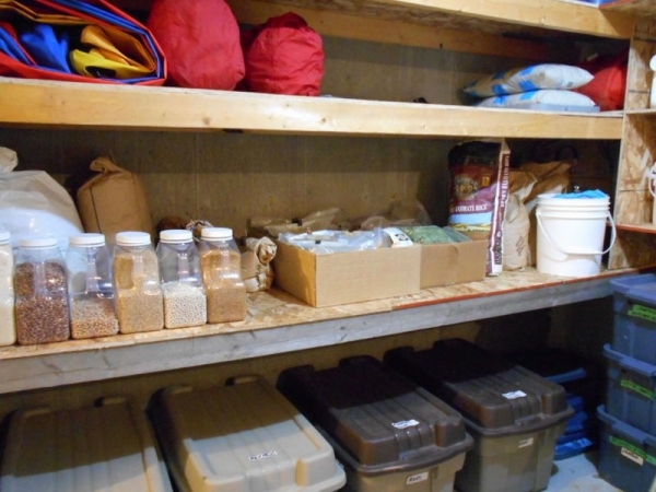 Storage on Shelves and in Plastic Totes